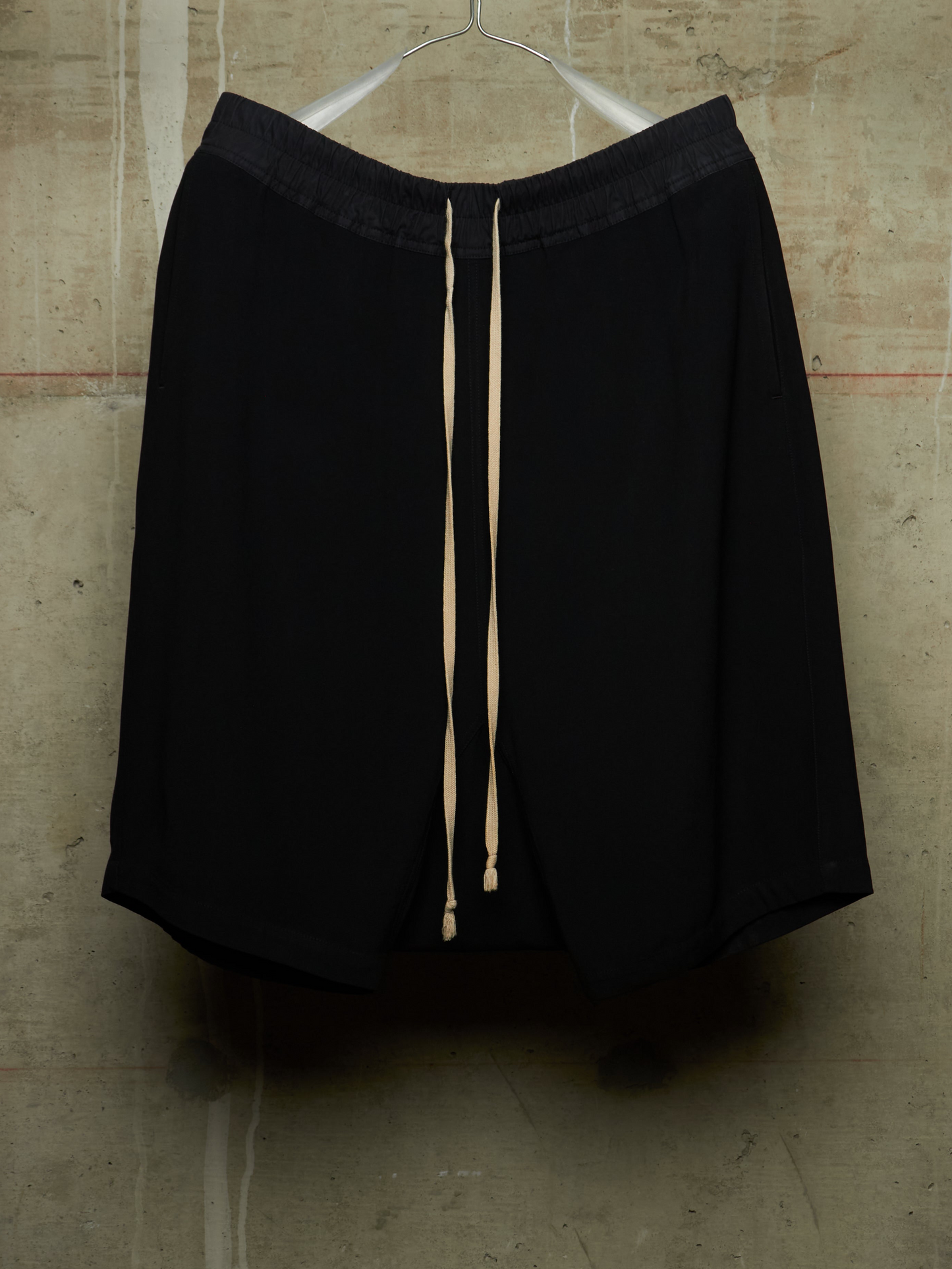 Rick Owens "FOREVER" Drop-Crotch Wool Blend Athletic Pod Shorts