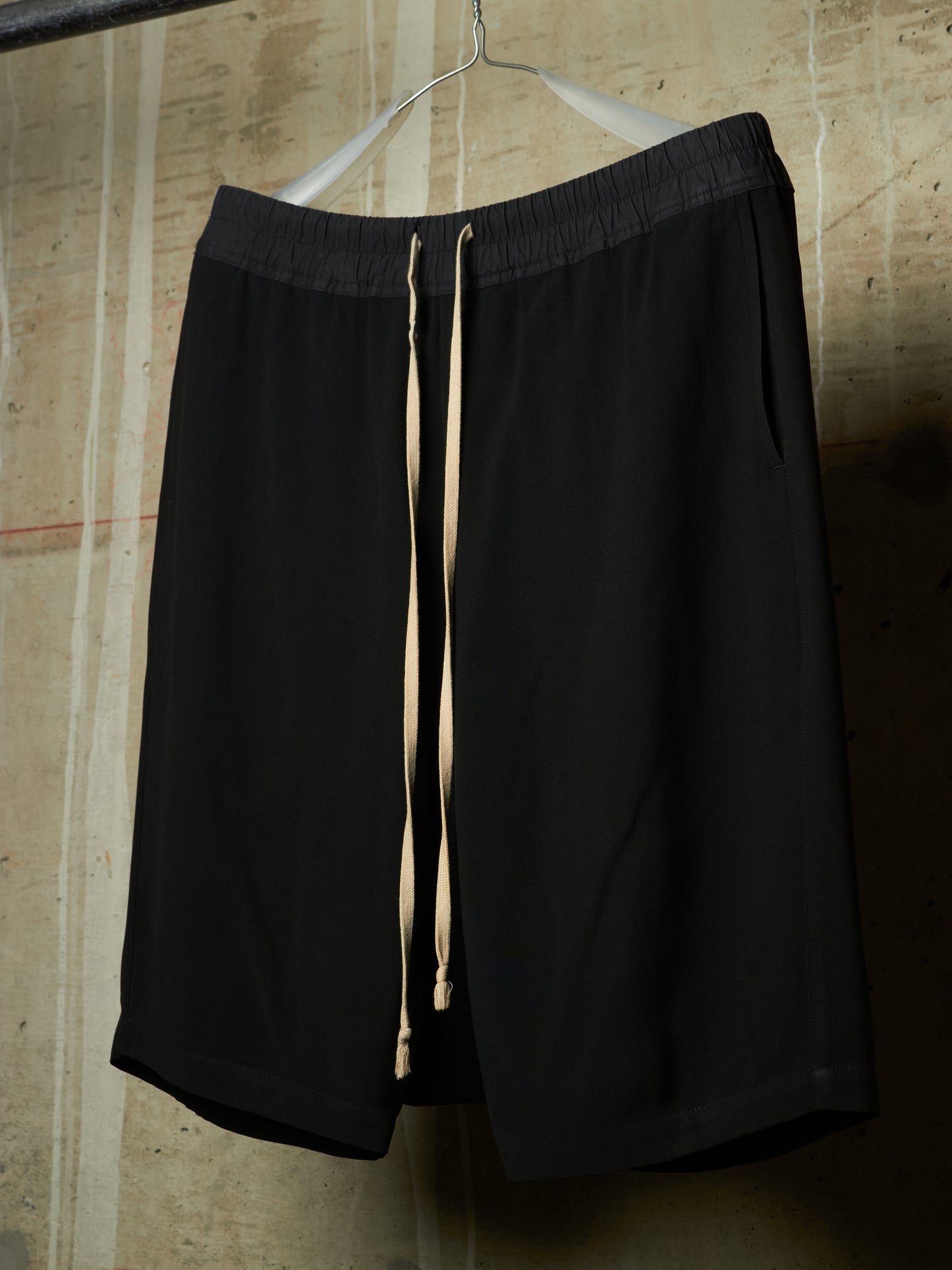 Rick Owens "FOREVER" Drop-Crotch Wool Blend Athletic Pod Shorts