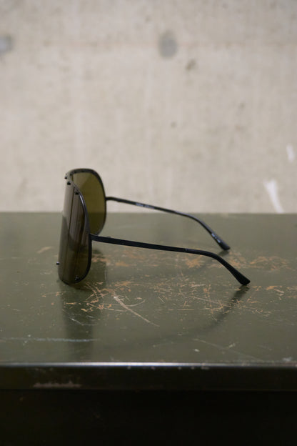 Rick Owens SS22 “FOGACHINE” Matte Black Stainless Steel Brown Tinted Mask Sunglasses Shield