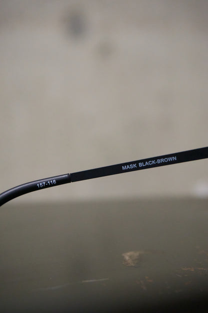 Rick Owens SS22 “FOGACHINE” Matte Black Stainless Steel Brown Tinted Mask Sunglasses Shield