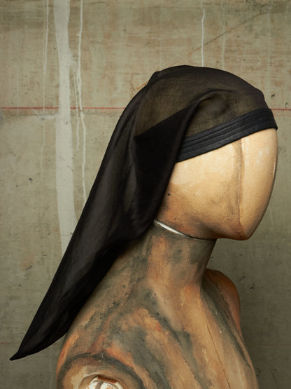 Rick Owens SS13 "ISLAND" Black Cotton Lamb Leather Nun Hat