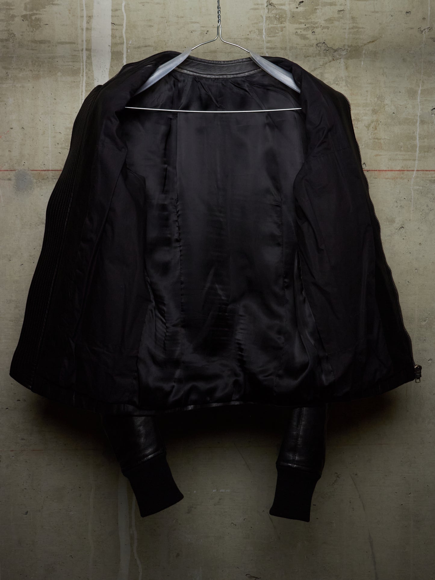 Rick Owens SS14 "VICIOUS" Black Calfskin Leather Intarsia Rider Jacket