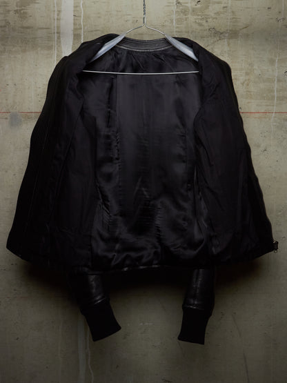Rick Owens SS14 "VICIOUS" Black Calfskin Leather Intarsia Rider Jacket