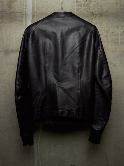 Rick Owens SS14 "VICIOUS" Black Calfskin Leather Intarsia Rider Jacket