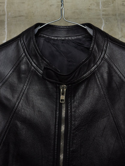 Rick Owens SS14 "VICIOUS" Black Calfskin Leather Intarsia Rider Jacket
