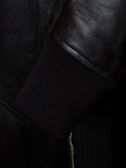 Rick Owens SS14 "VICIOUS" Black Calfskin Leather Intarsia Rider Jacket