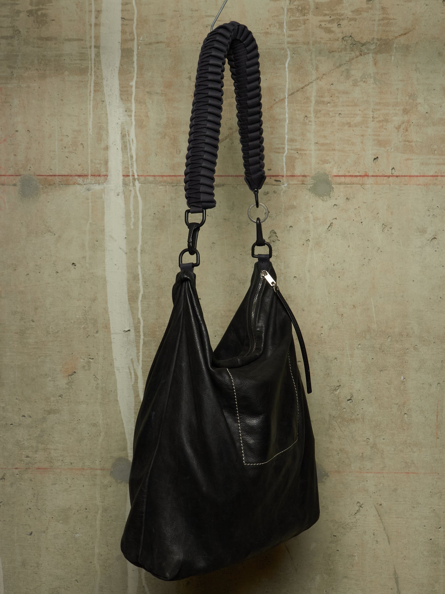 Rick Owens SS18 "DIRT" Black Calf Leather Braided Strap Tote Bag