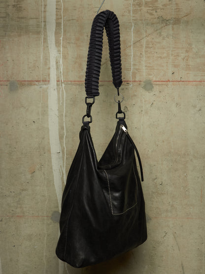 Rick Owens SS18 "DIRT" Black Calf Leather Braided Strap Tote Bag