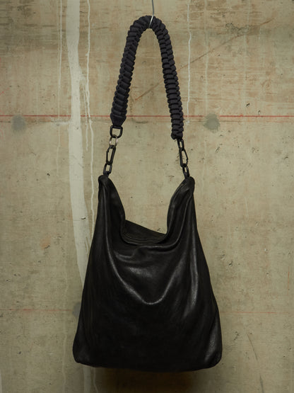 Rick Owens SS18 "DIRT" Black Calf Leather Braided Strap Tote Bag