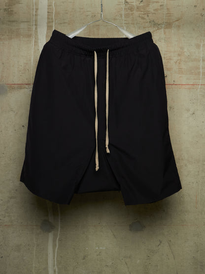 Rick Owens SS18 "DIRT" Black Nylon Drop-crotch Cropped Athletic Pod Shorts