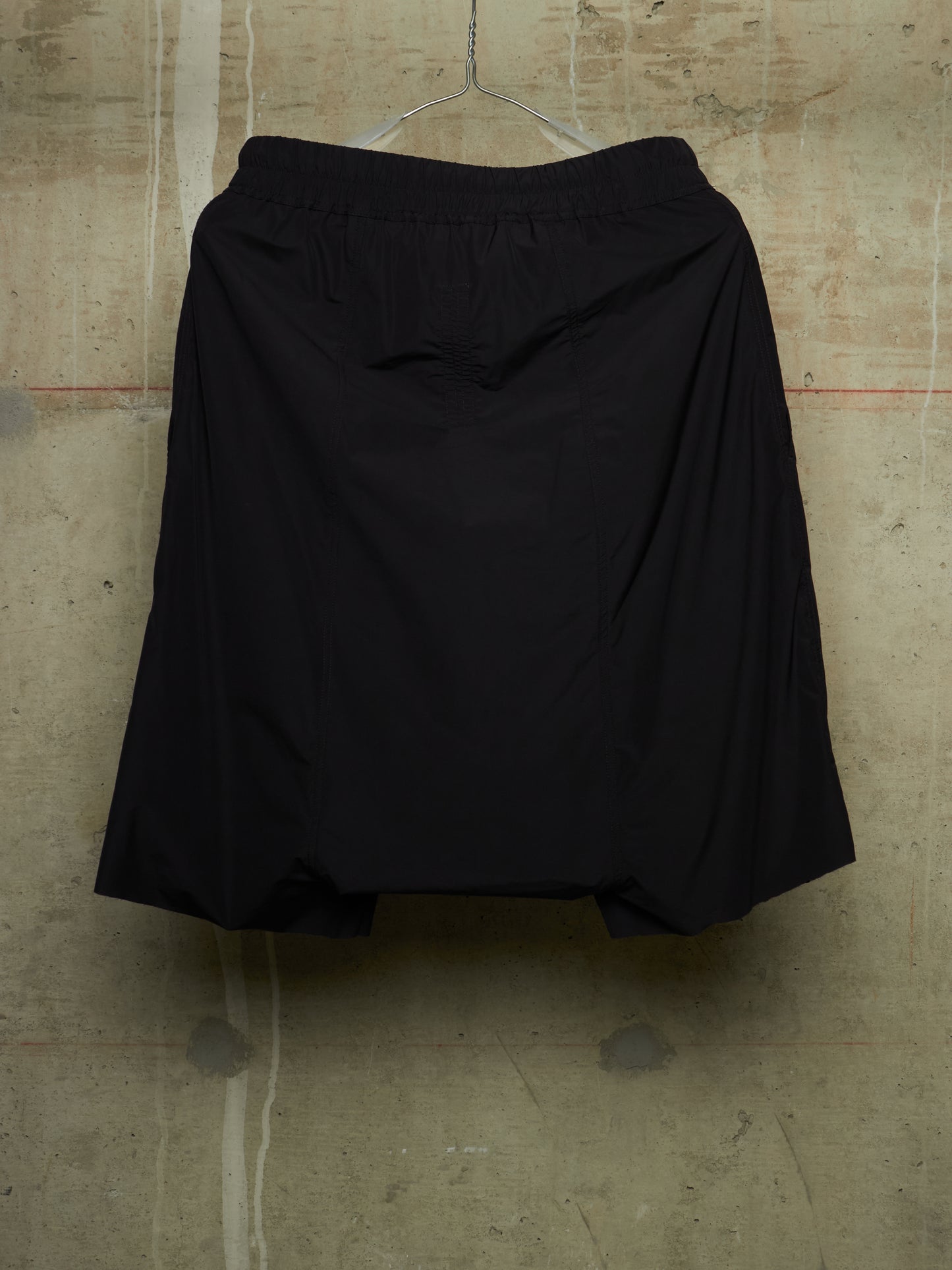 Rick Owens SS18 "DIRT" Black Nylon Drop-crotch Cropped Athletic Pod Shorts