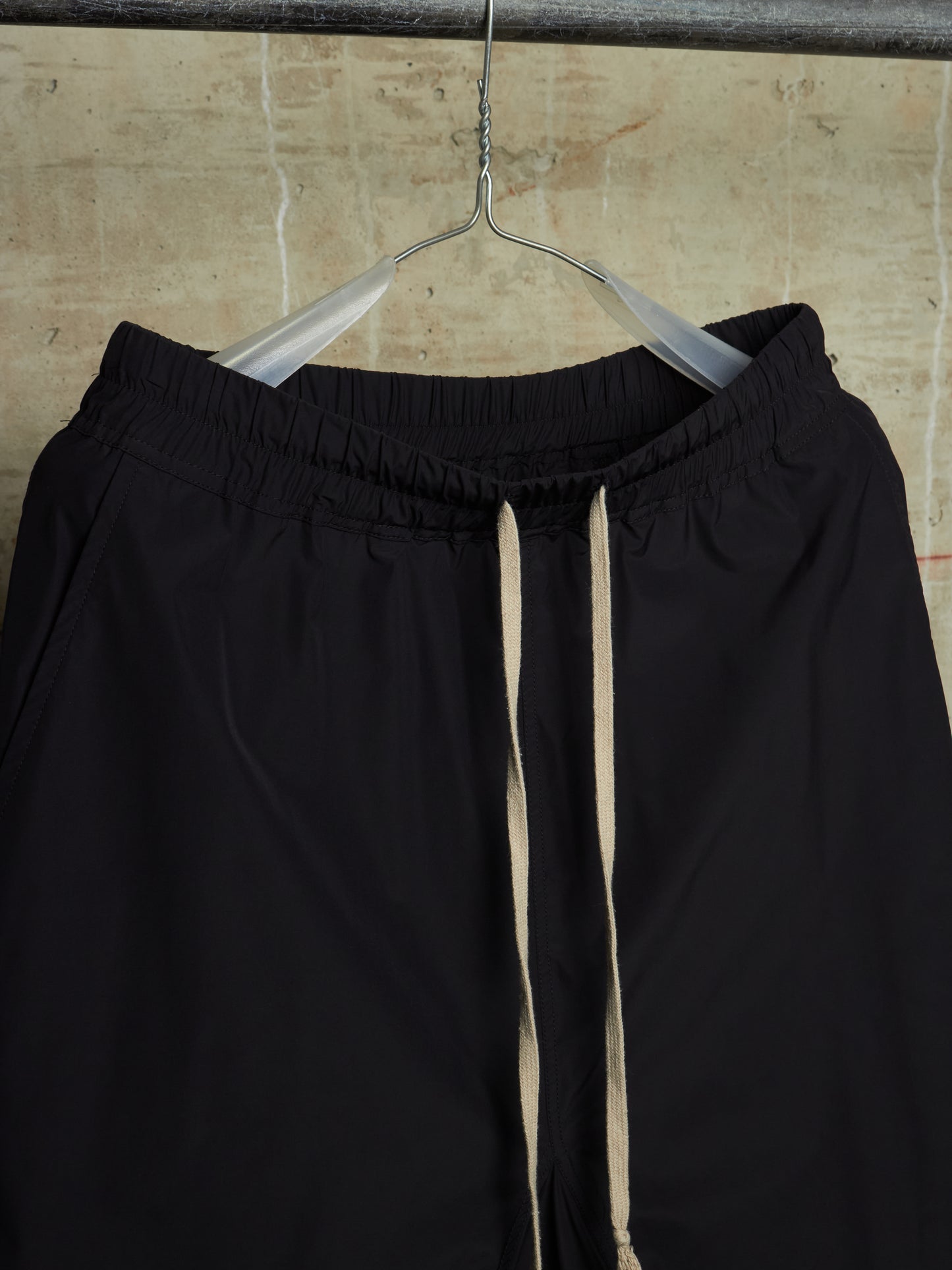 Rick Owens SS18 "DIRT" Black Nylon Drop-crotch Cropped Athletic Pod Shorts