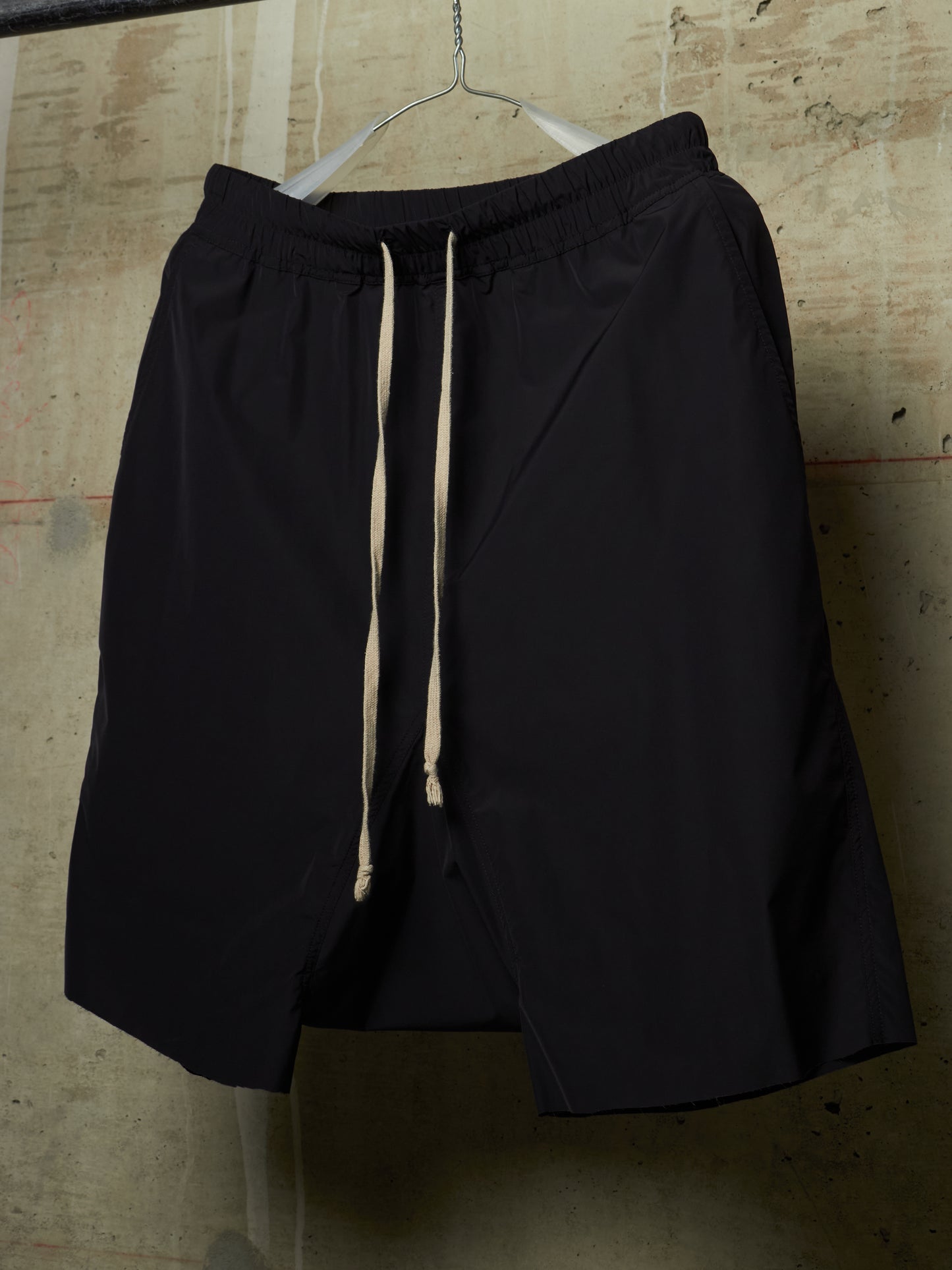 Rick Owens SS18 "DIRT" Black Nylon Drop-crotch Cropped Athletic Pod Shorts