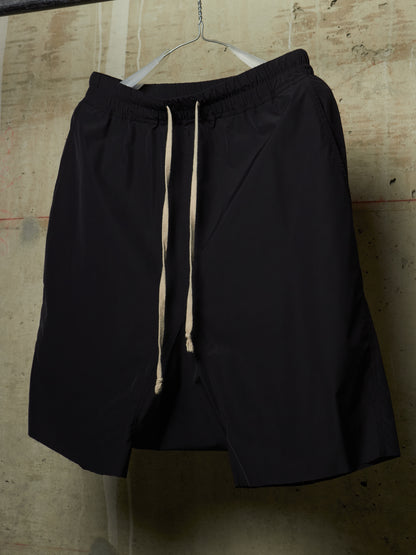 Rick Owens SS18 "DIRT" Black Nylon Drop-crotch Cropped Athletic Pod Shorts