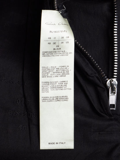 Rick Owens SS18 "DIRT" Cotton Viscose Twill MA-1 Bomber Jacket