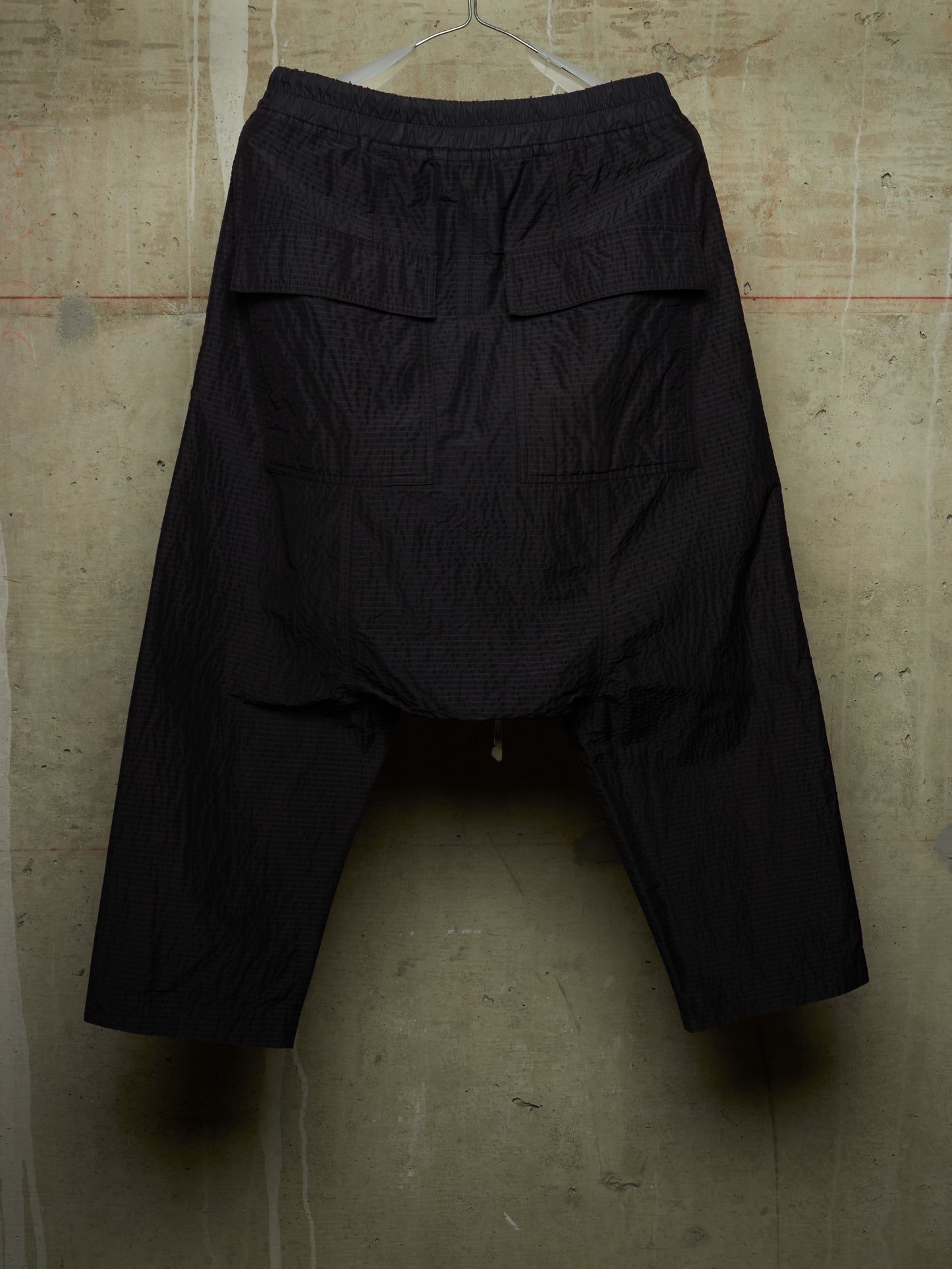 Rick Owens SS19 "BABEL" Striped Seersucker Drop-Crotch Carpis