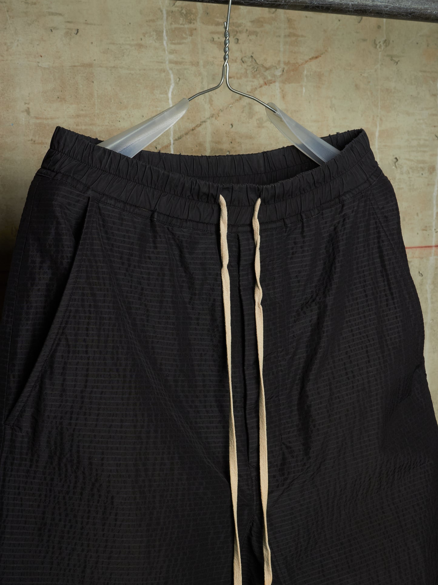Rick Owens SS19 "BABEL" Striped Seersucker Drop-Crotch Carpis