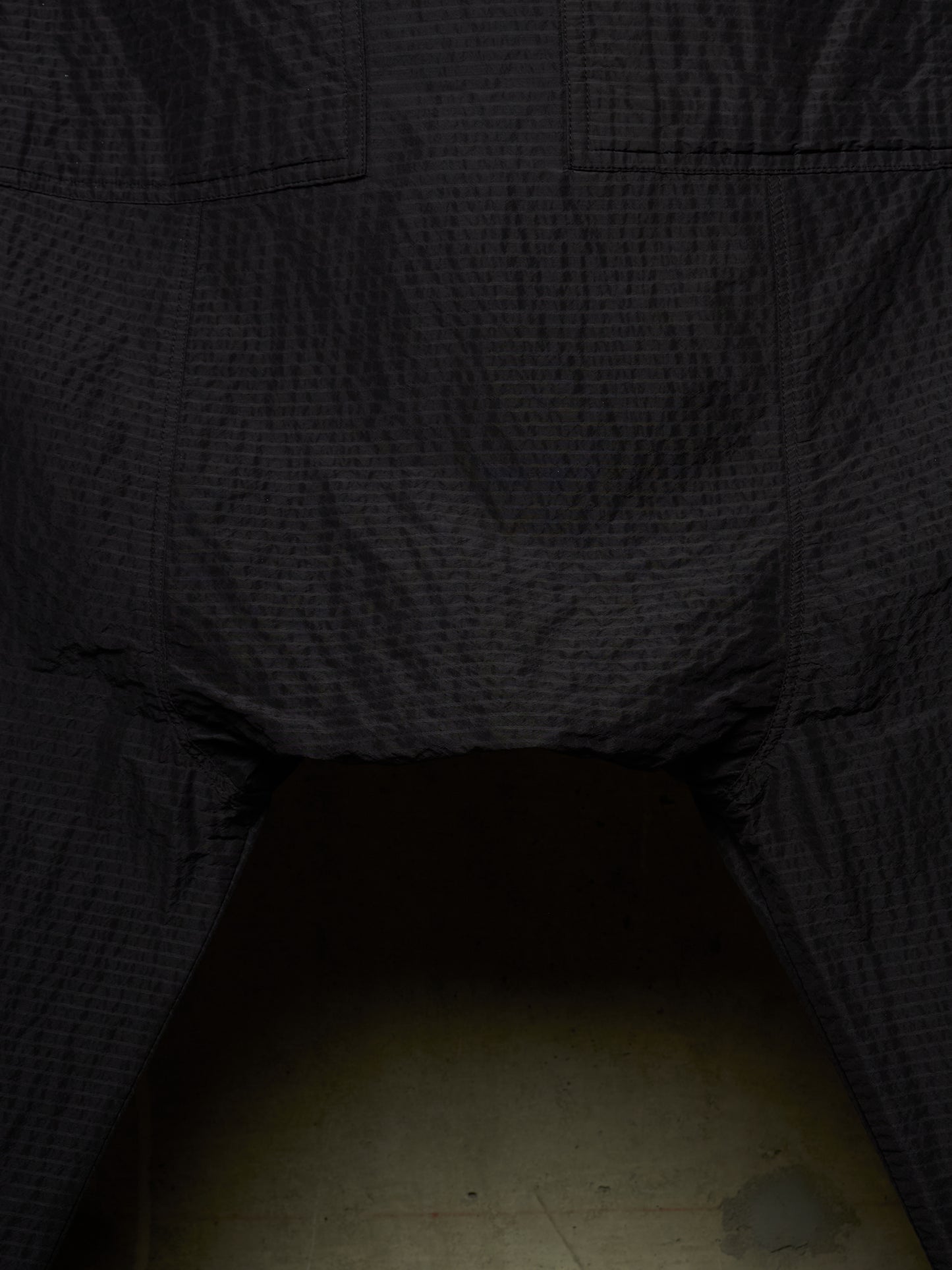Rick Owens SS19 "BABEL" Striped Seersucker Drop-Crotch Carpis