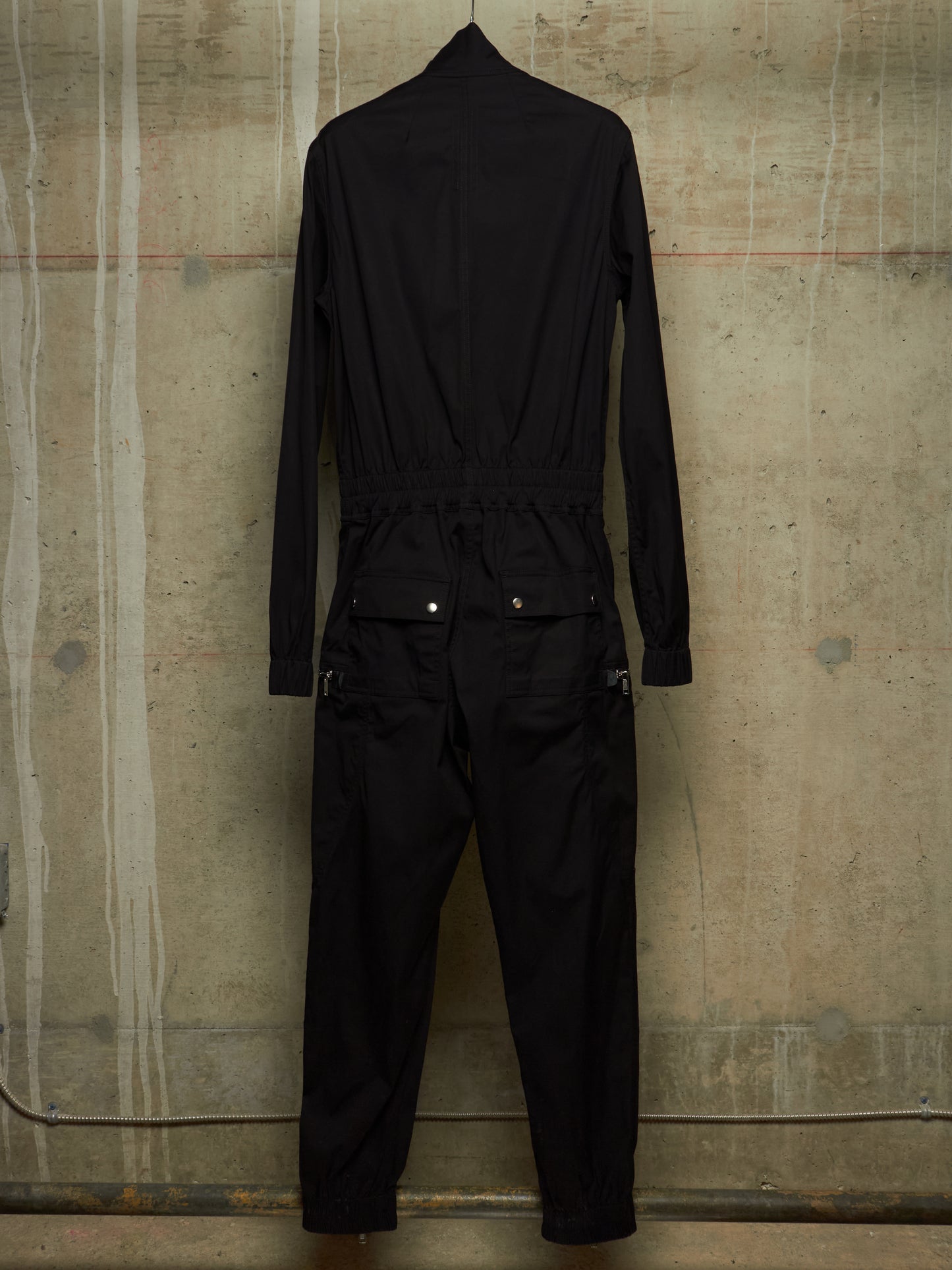 Rick Owens SS23 "EDFU" Black Bauhaus Cargo Larry Flight Jumpsuit