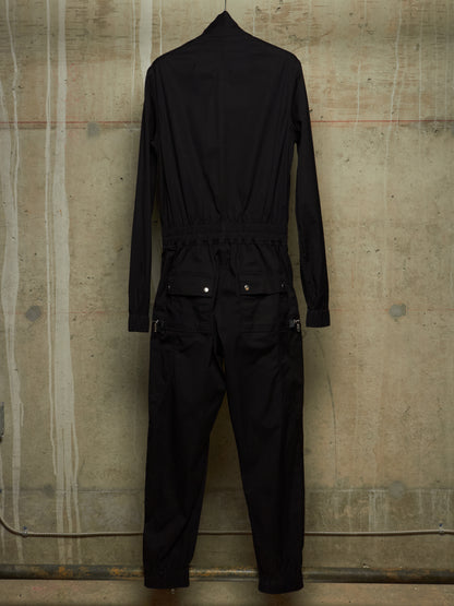 Rick Owens SS23 "EDFU" Black Bauhaus Cargo Larry Flight Jumpsuit
