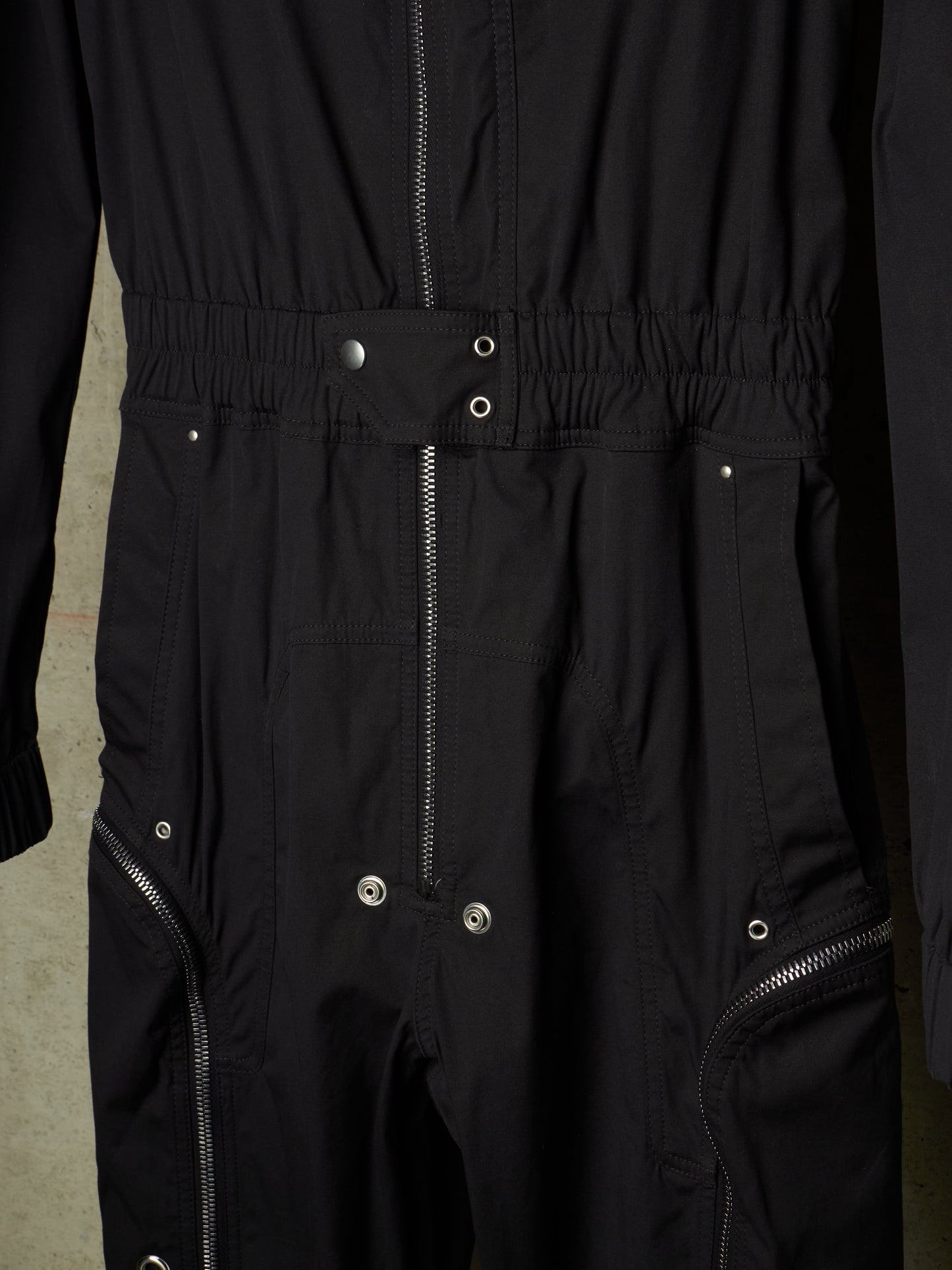 Rick Owens SS23 "EDFU" Black Bauhaus Cargo Larry Flight Jumpsuit