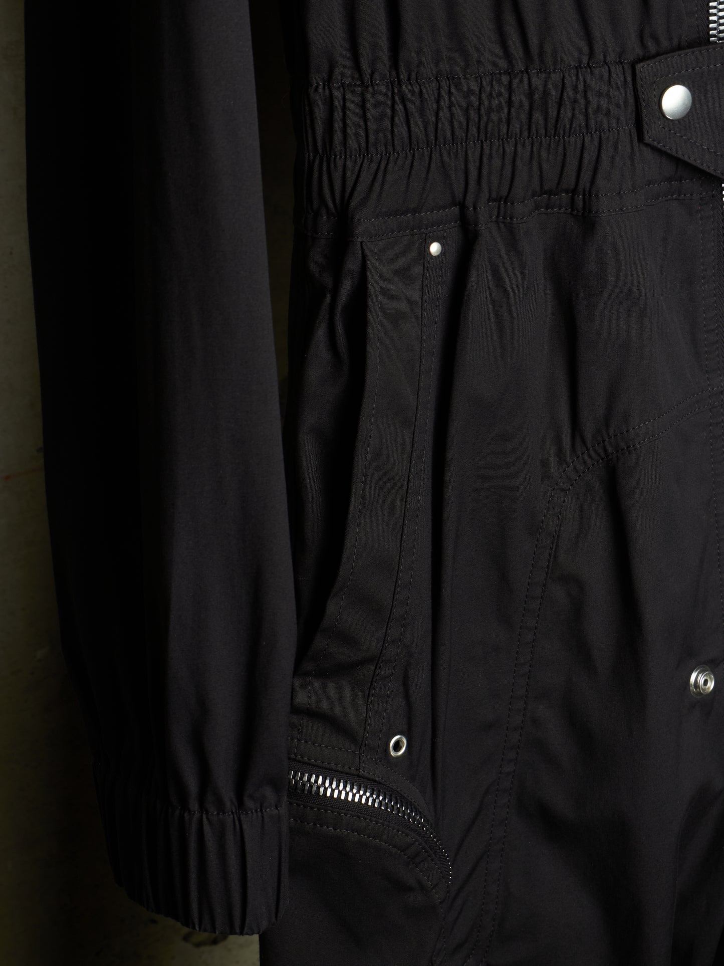 Rick Owens SS23 "EDFU" Black Bauhaus Cargo Larry Flight Jumpsuit