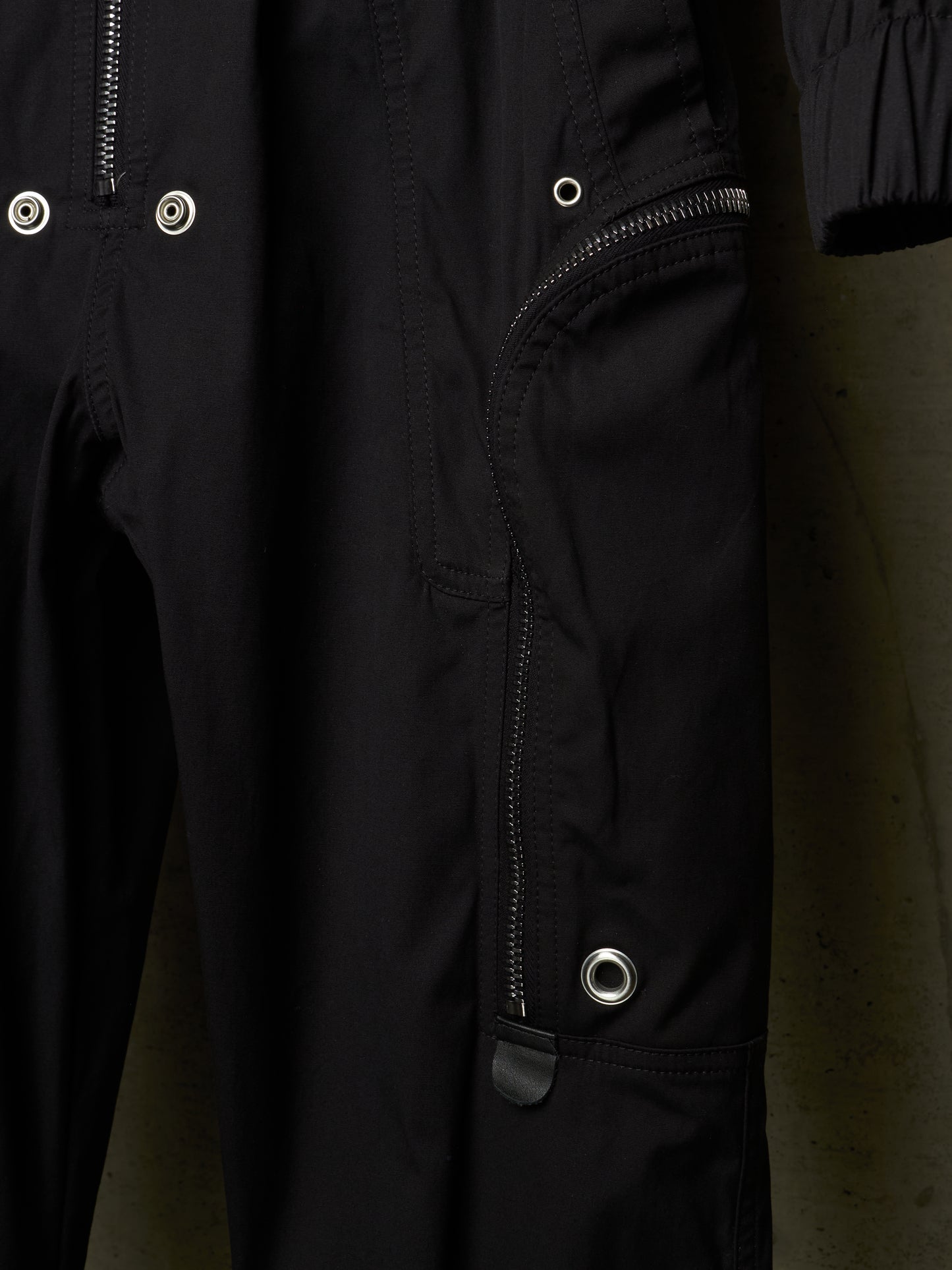 Rick Owens SS23 "EDFU" Black Bauhaus Cargo Larry Flight Jumpsuit
