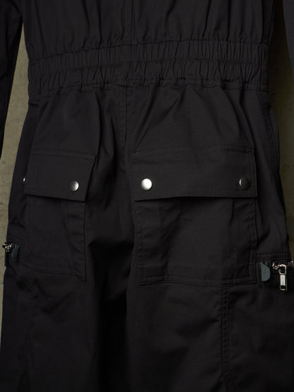 Rick Owens SS23 "EDFU" Black Bauhaus Cargo Larry Flight Jumpsuit