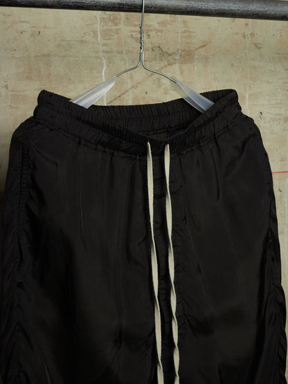 Rick Owens SS24 "LIDO" Black Cupro Drop-Crotch Pod Shorts
