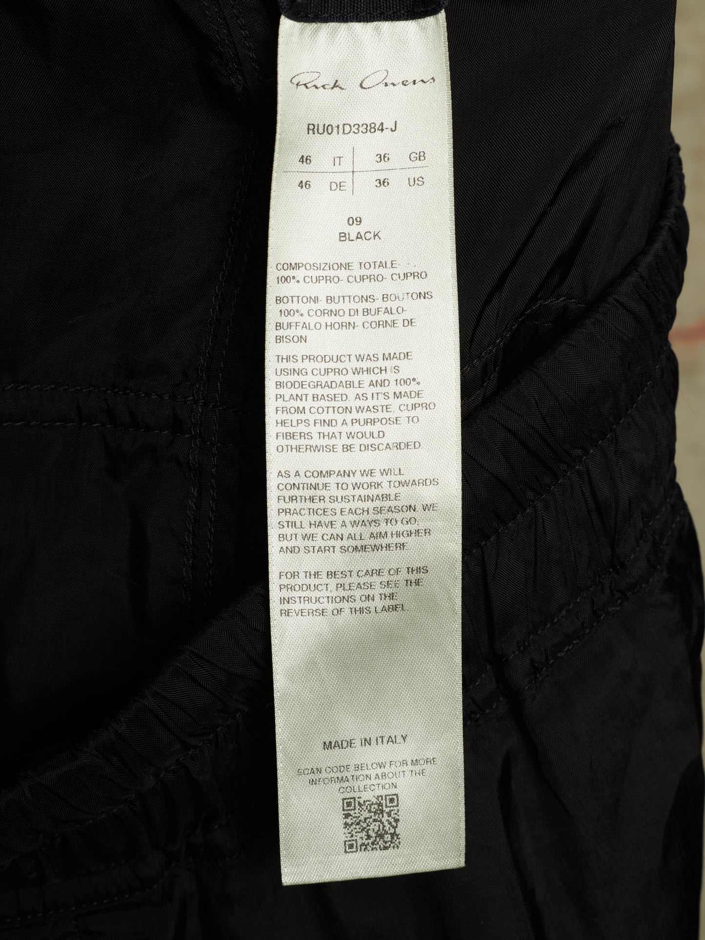 Rick Owens SS24 "LIDO" Black Cupro Drop-Crotch Pod Shorts
