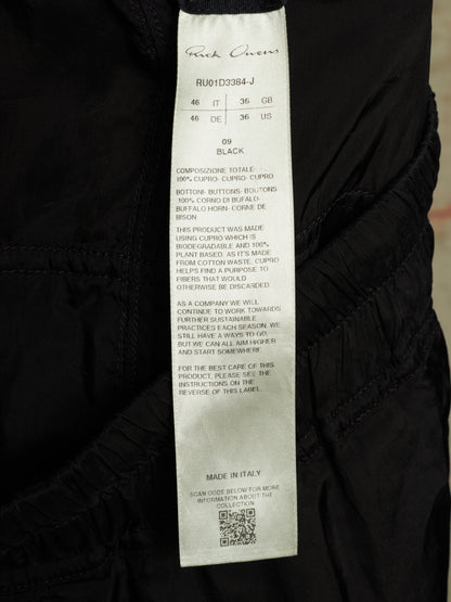Rick Owens SS24 "LIDO" Black Cupro Drop-Crotch Pod Shorts