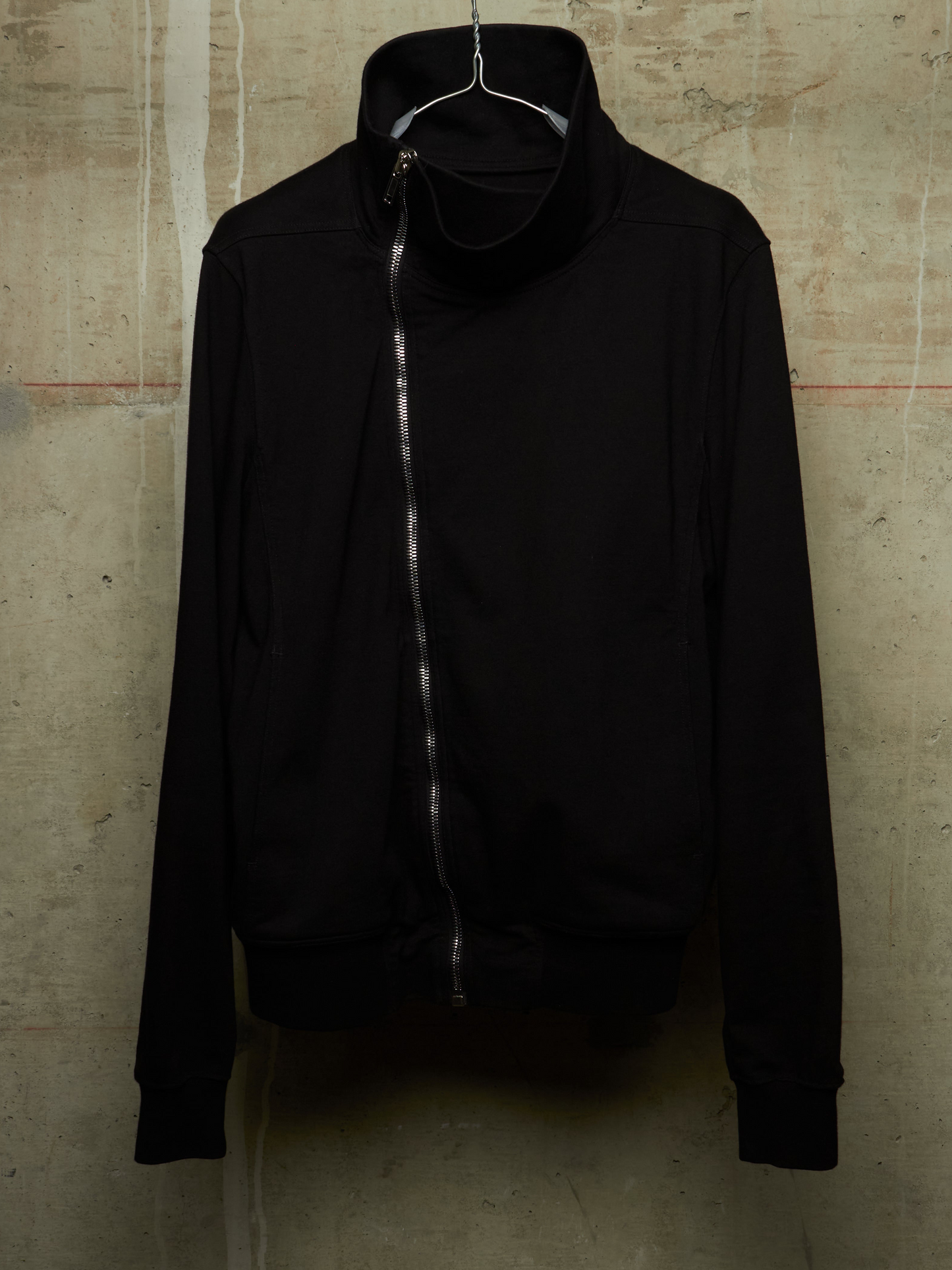 Rick Owens SS24 "LIDO" Mollino Asymmetric Zip-Up Cotton Jersey Sweater