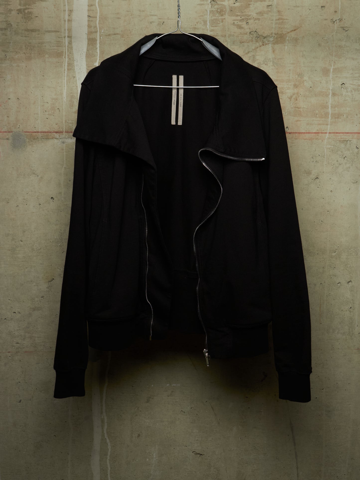 Rick Owens SS24 "LIDO" Mollino Asymmetric Zip-Up Cotton Jersey Sweater