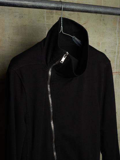 Rick Owens SS24 "LIDO" Mollino Asymmetric Zip-Up Cotton Jersey Sweater