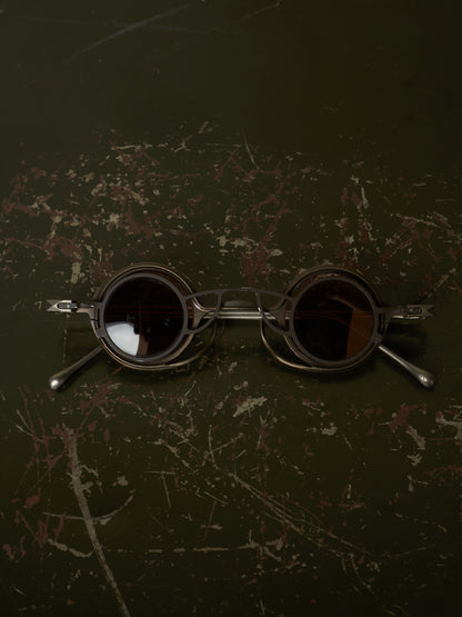 RIGARDS 'RG0105TI' Vintage Titanium Frame Rose / Grey Lens Clip-on Sunglasses