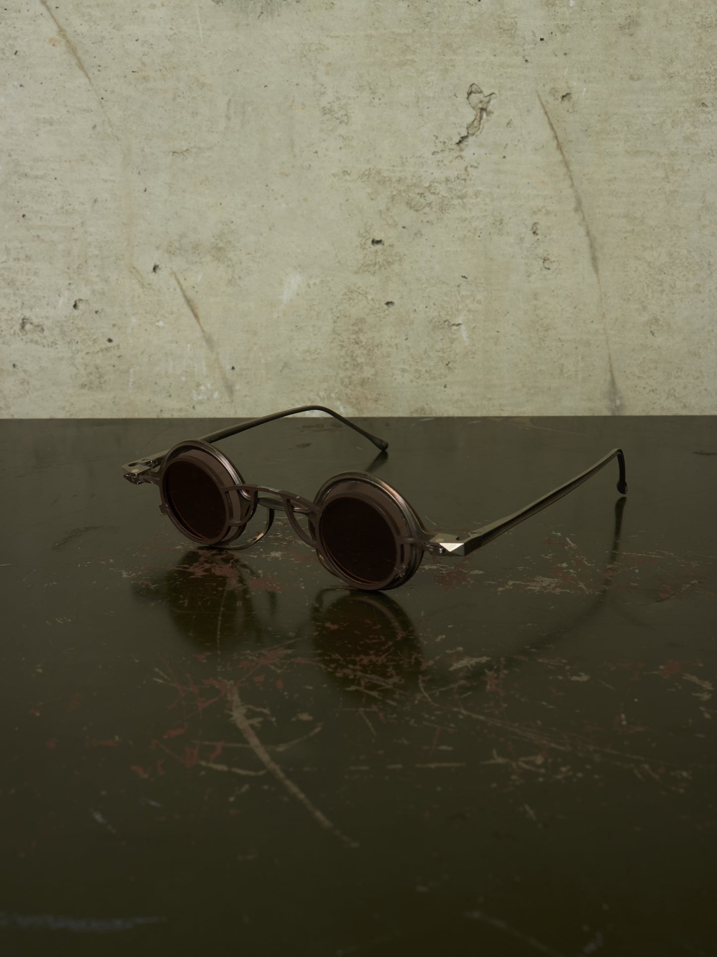 RIGARDS 'RG0105TI' Vintage Titanium Frame Rose / Grey Lens Clip-on Sunglasses