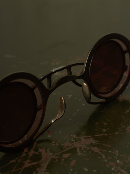 RIGARDS 'RG0105TI' Vintage Titanium Frame Rose / Grey Lens Clip-on Sunglasses