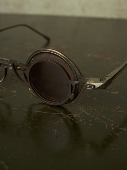 RIGARDS 'RG0105TI' Vintage Titanium Frame Rose / Grey Lens Clip-on Sunglasses