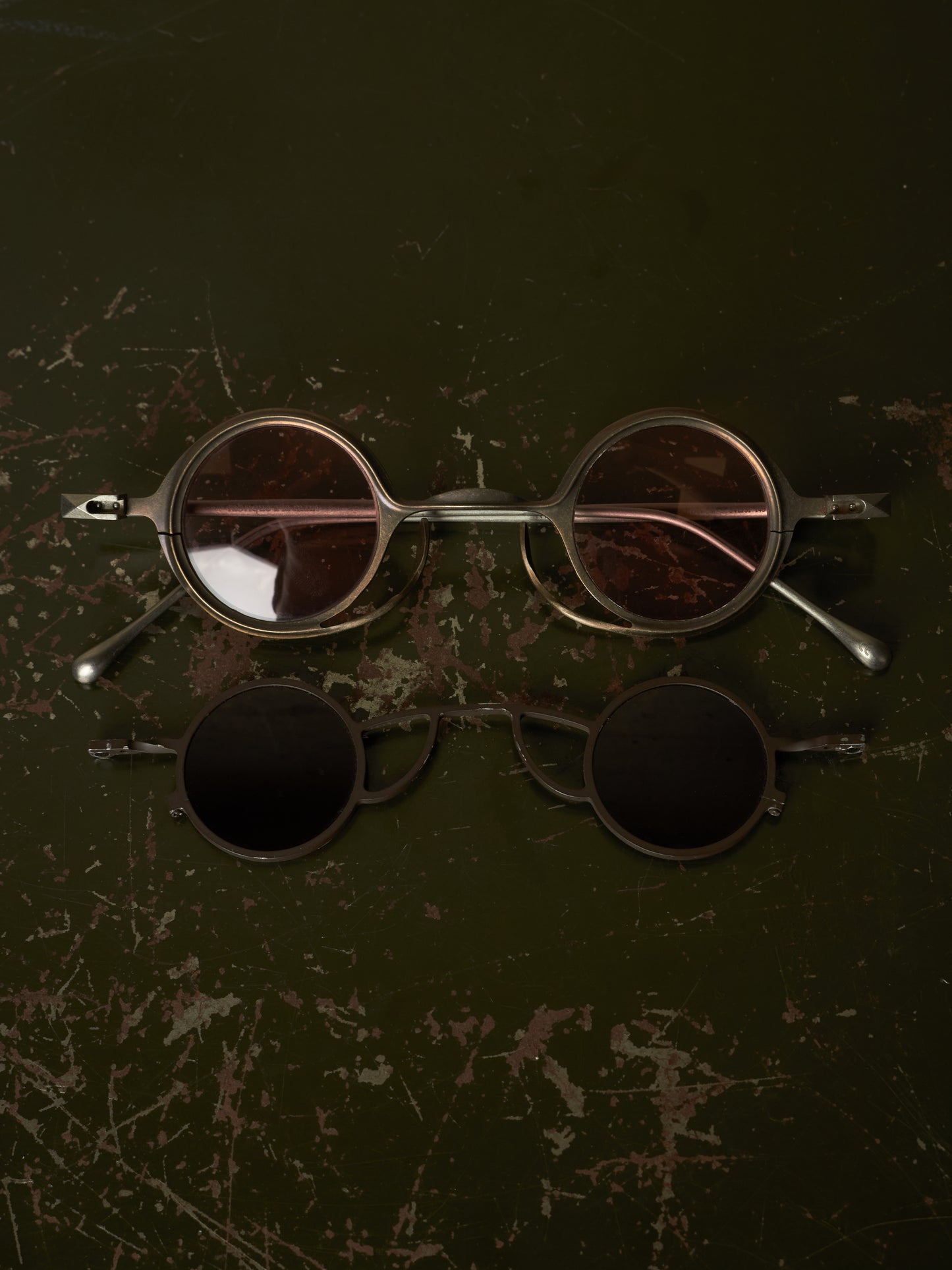RIGARDS 'RG0105TI' Vintage Titanium Frame Rose / Grey Lens Clip-on Sunglasses