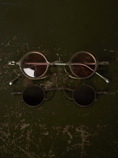 RIGARDS 'RG0105TI' Vintage Titanium Frame Rose / Grey Lens Clip-on Sunglasses