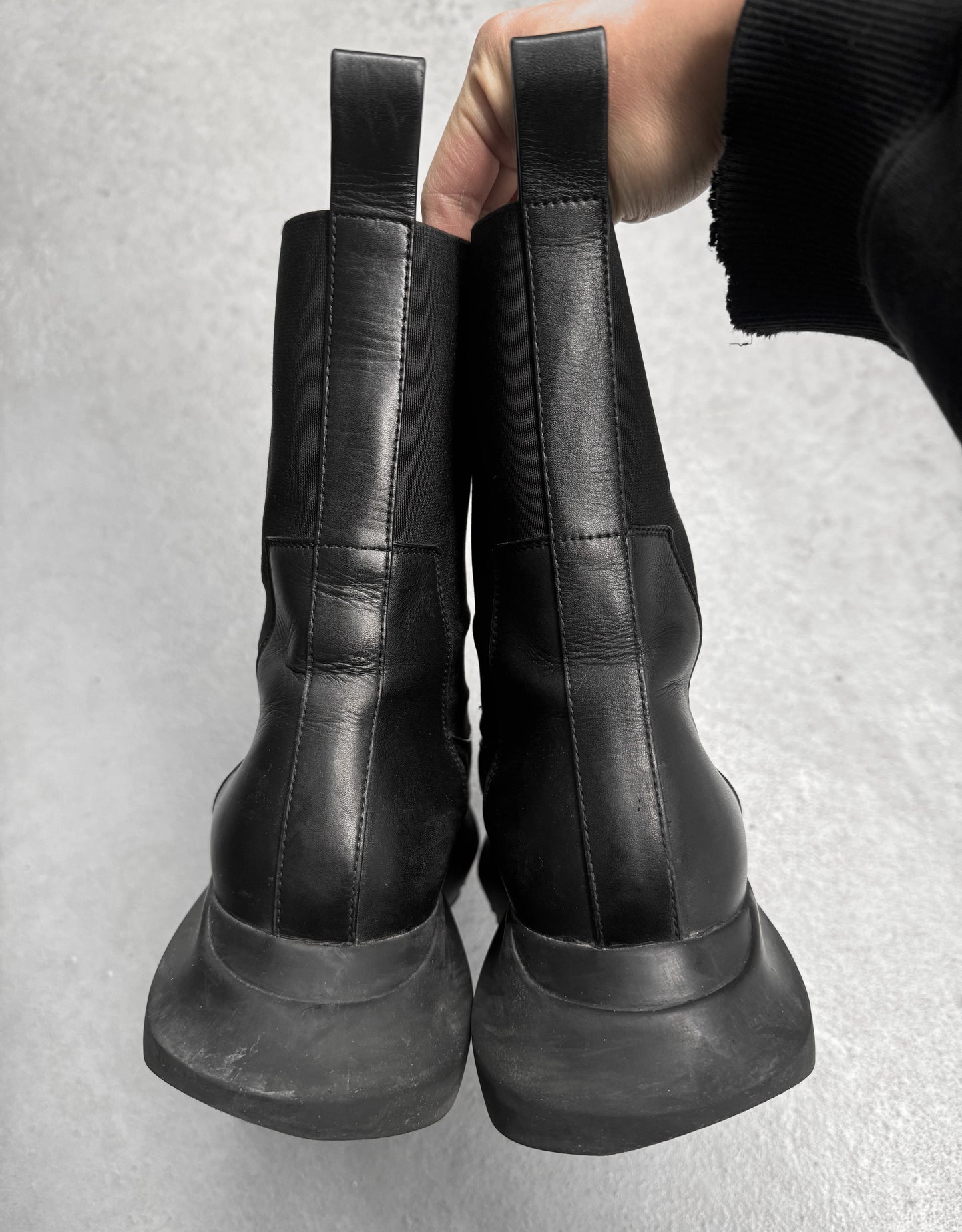 Rick Owens SS23 "EDFU" Geth Beatle Chelsea Leather Boots