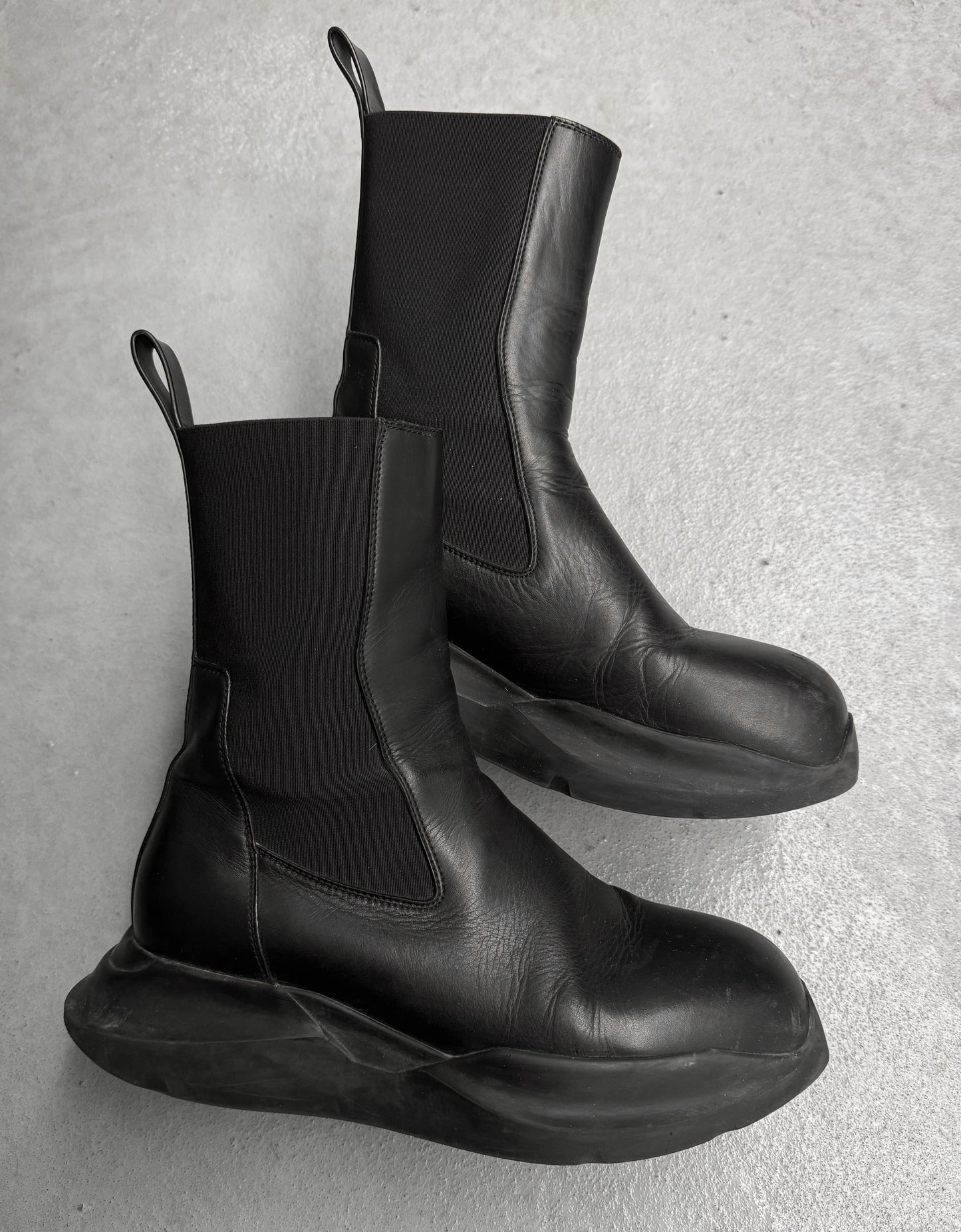 Rick Owens SS23 "EDFU" Geth Beatle Chelsea Leather Boots