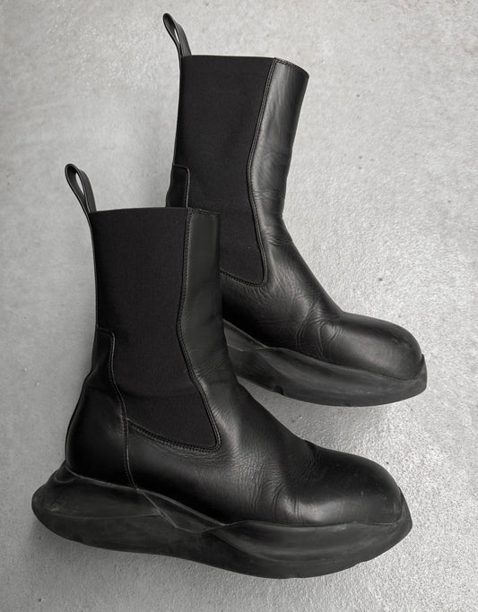 Rick Owens SS23 "EDFU" Geth Beatle Chelsea Leather Boots