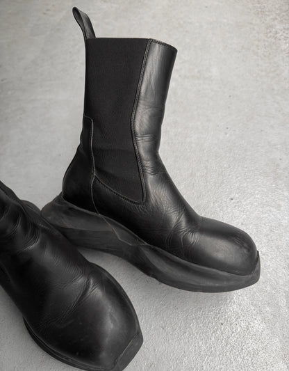 Rick Owens SS23 "EDFU" Geth Beatle Chelsea Leather Boots