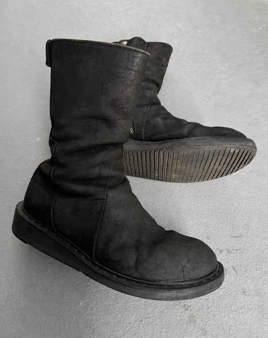 Rick Owens AW09 "CRUST" Side Zip Reverse Cow Leather Creeper Boots
