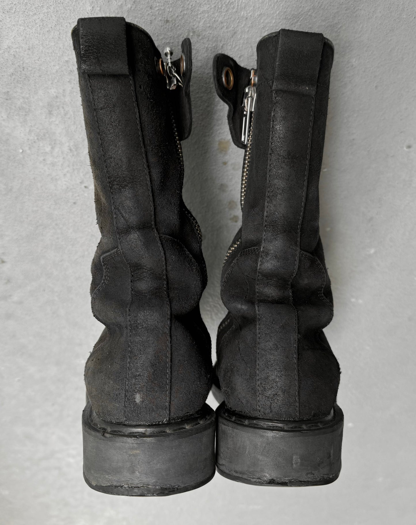 Rick Owens AW09 "CRUST" Side Zip Reverse Cow Leather Creeper Boots