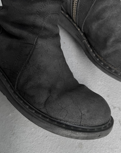 Rick Owens AW09 "CRUST" Side Zip Reverse Cow Leather Creeper Boots