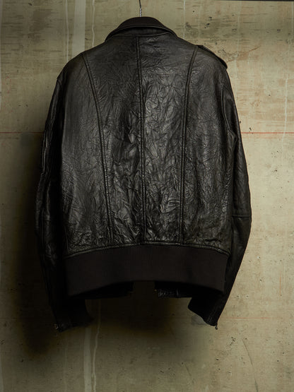 SHELLAC Early 00s Distressed Lambskin Leather Multi-zip Rider Jacket