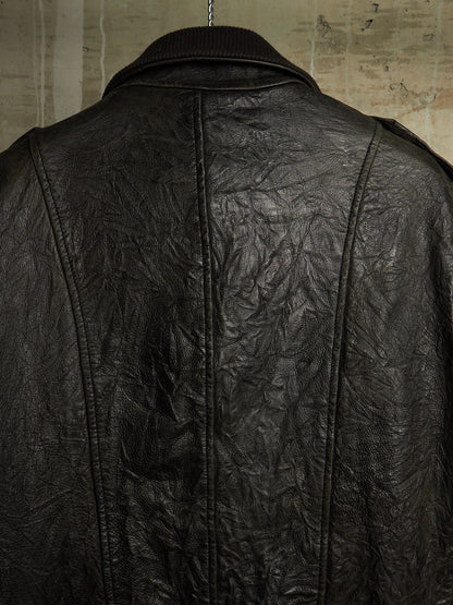 SHELLAC Early 00s Distressed Lambskin Leather Multi-zip Rider Jacket