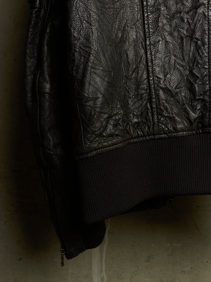 SHELLAC Early 00s Distressed Lambskin Leather Multi-zip Rider Jacket